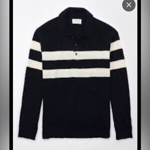 NWT American Eagle Outfitters Navy and White Striped Rugby Sweater Medium